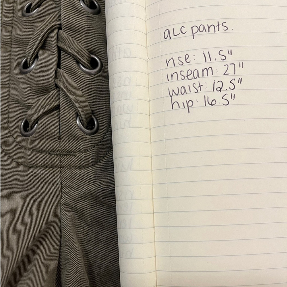 A.L.C “Kyle” Lace Up Front Skinny Green Pants Size 2 - Picture 15 of 15
